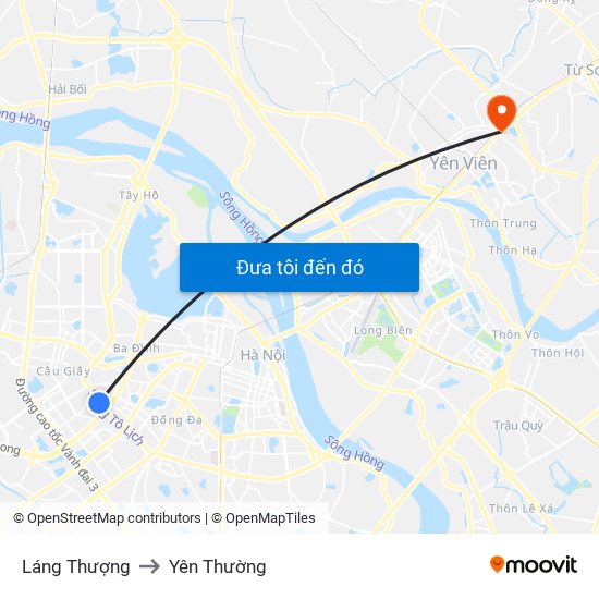 Láng Thượng to Yên Thường map