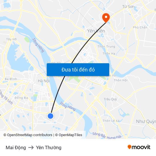 Mai Động to Yên Thường map