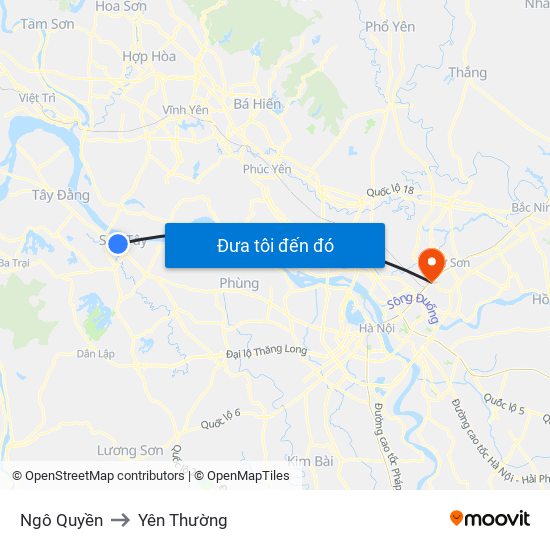 Ngô Quyền to Yên Thường map