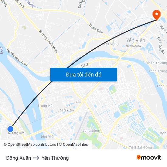 Đồng Xuân to Yên Thường map