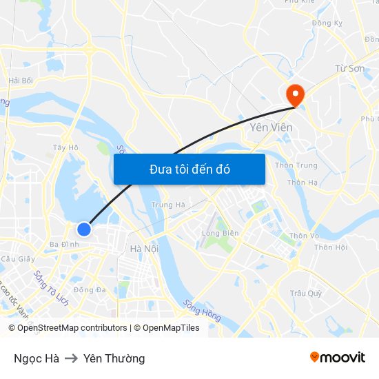 Ngọc Hà to Yên Thường map