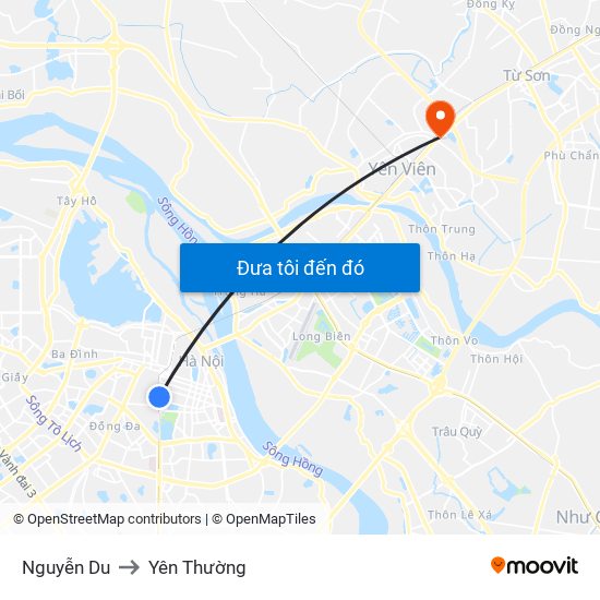 Nguyễn Du to Yên Thường map