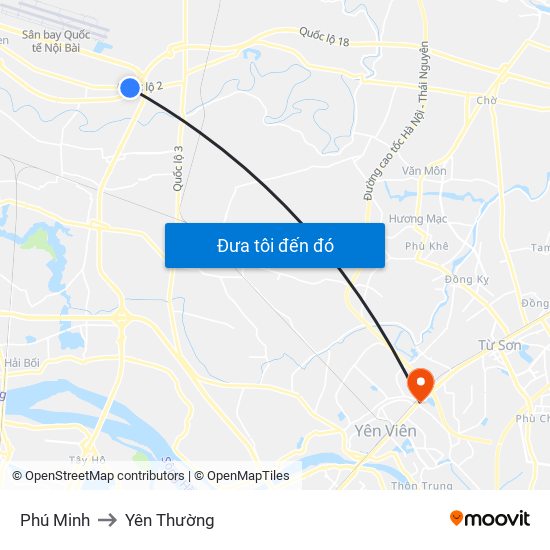 Phú Minh to Yên Thường map