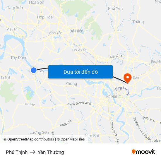 Phú Thịnh to Yên Thường map