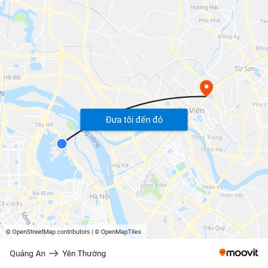 Quảng An to Yên Thường map