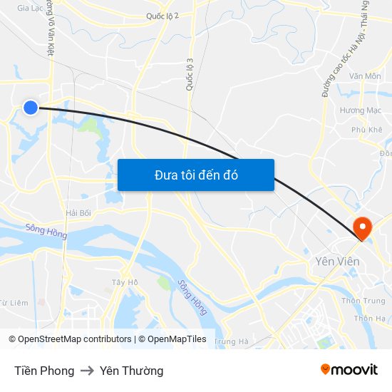 Tiền Phong to Yên Thường map