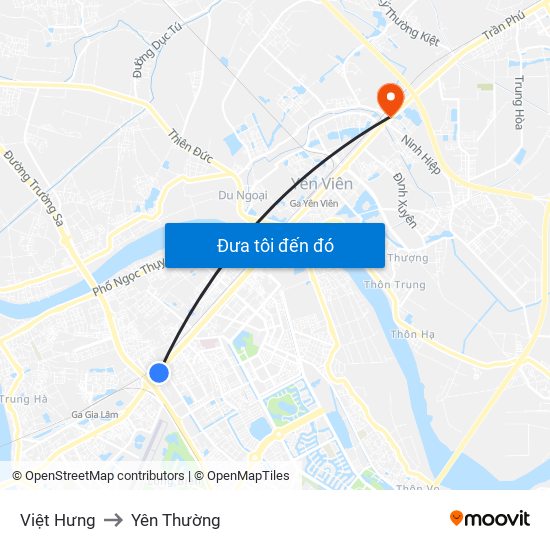 Việt Hưng to Yên Thường map