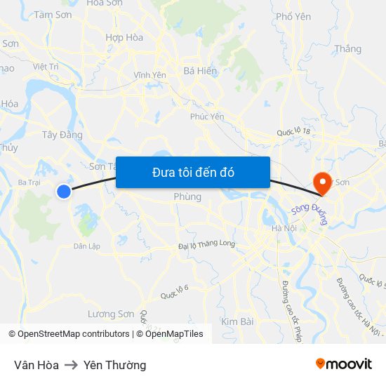 Vân Hòa to Yên Thường map