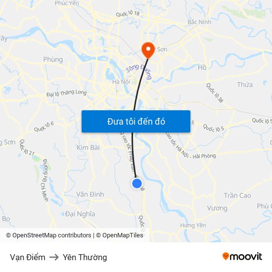 Vạn Điểm to Yên Thường map