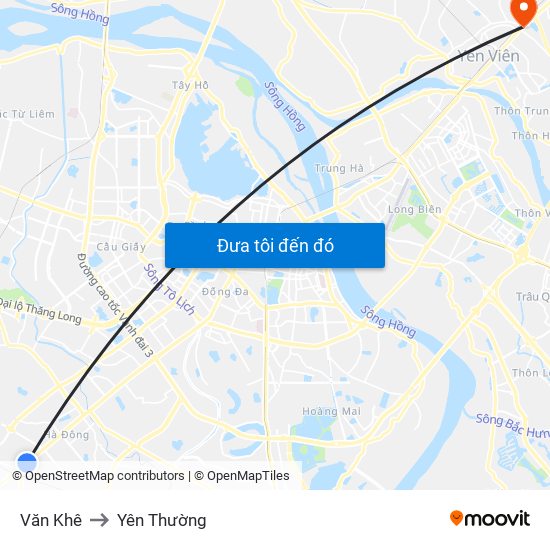 Văn Khê to Yên Thường map