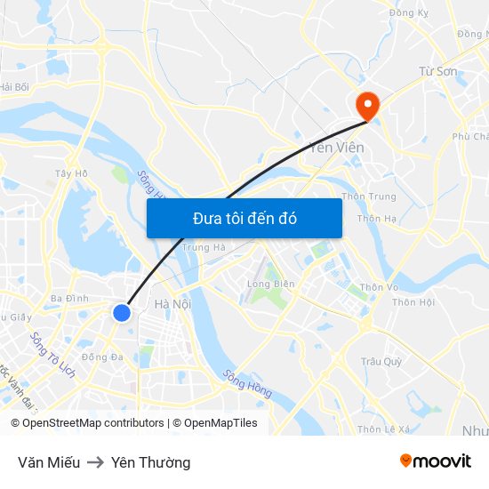 Văn Miếu to Yên Thường map
