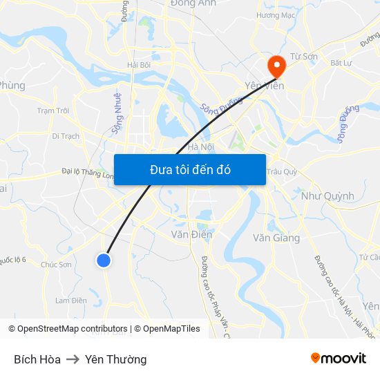 Bích Hòa to Yên Thường map