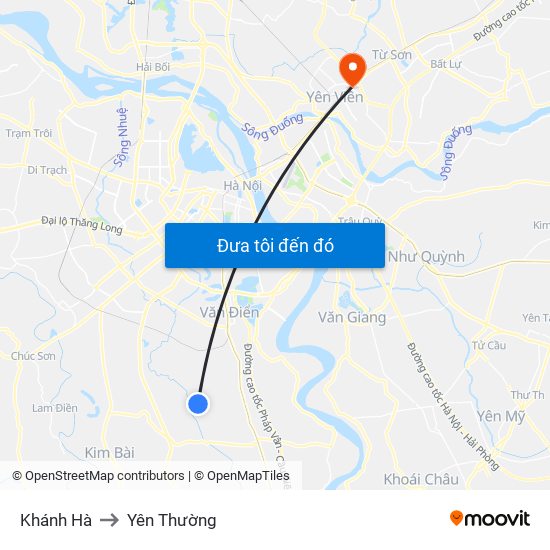 Khánh Hà to Yên Thường map