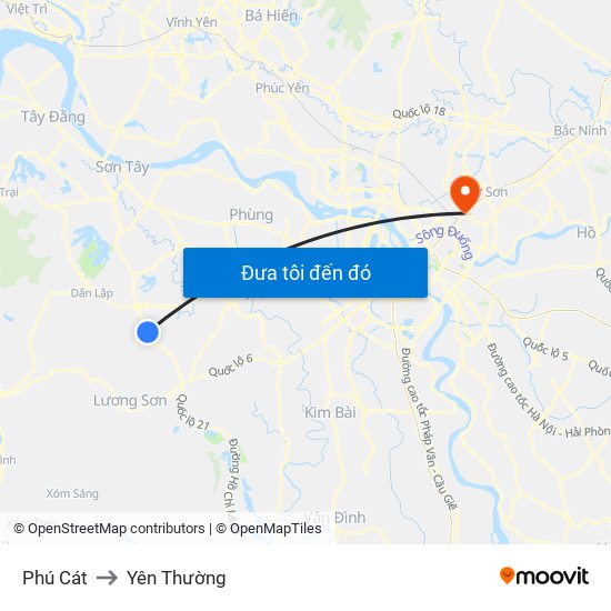 Phú Cát to Yên Thường map