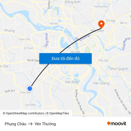 Phụng Châu to Yên Thường map