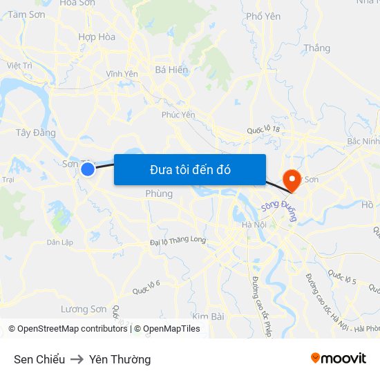 Sen Chiểu to Yên Thường map