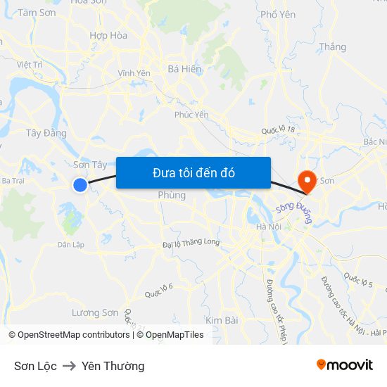 Sơn Lộc to Yên Thường map