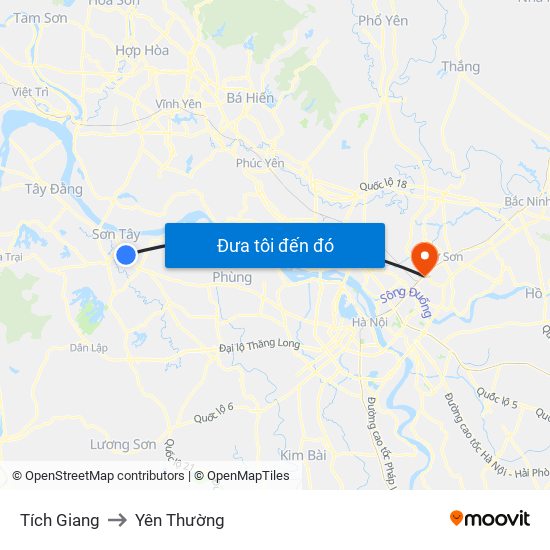 Tích Giang to Yên Thường map