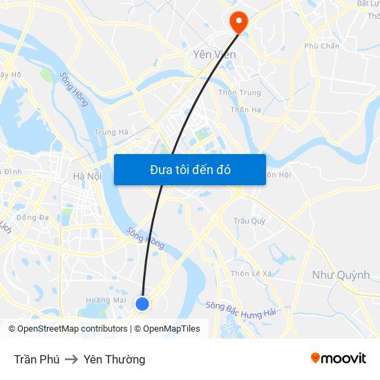 Trần Phú to Yên Thường map