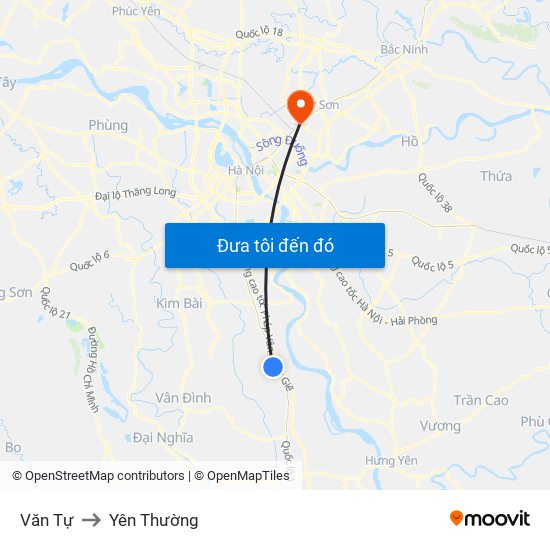 Văn Tự to Yên Thường map