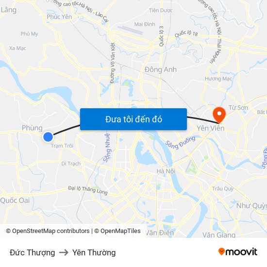 Đức Thượng to Yên Thường map