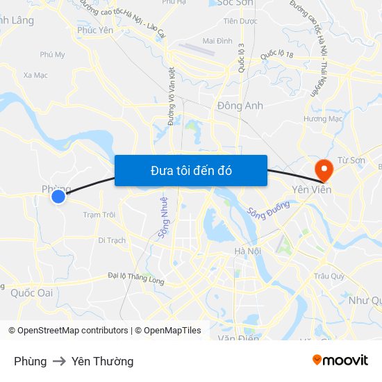 Phùng to Yên Thường map