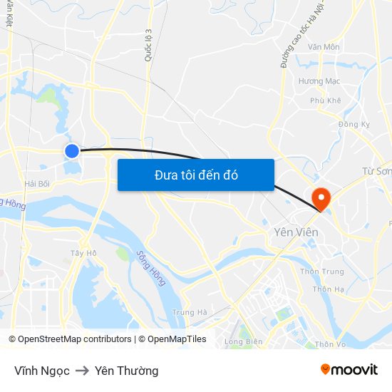 Vĩnh Ngọc to Yên Thường map