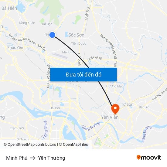 Minh Phú to Yên Thường map