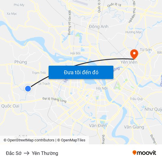 Đắc Sở to Yên Thường map