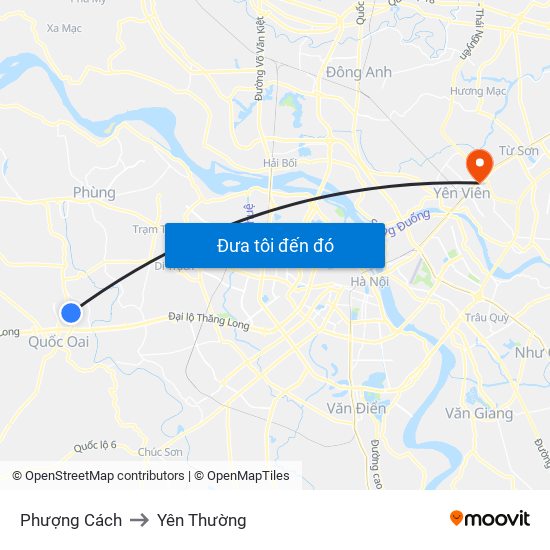 Phượng Cách to Yên Thường map