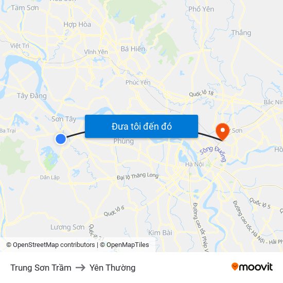 Trung Sơn Trầm to Yên Thường map