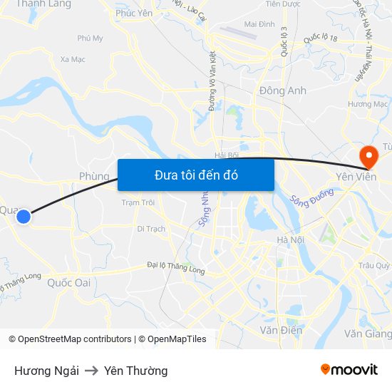 Hương Ngải to Yên Thường map