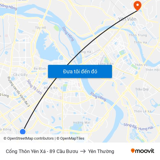 Cổng Thôn Yên Xá - 89 Cầu Bươu to Yên Thường map