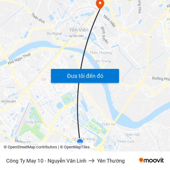 Công Ty May 10 - Nguyễn Văn Linh to Yên Thường map