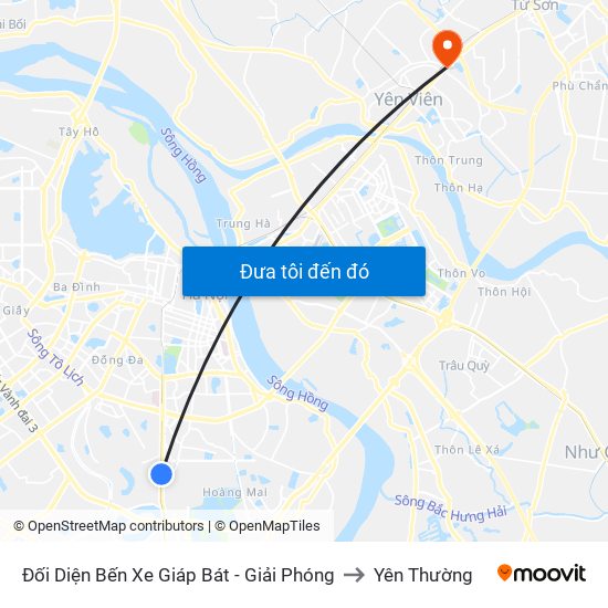 Đối Diện Bến Xe Giáp Bát - Giải Phóng to Yên Thường map