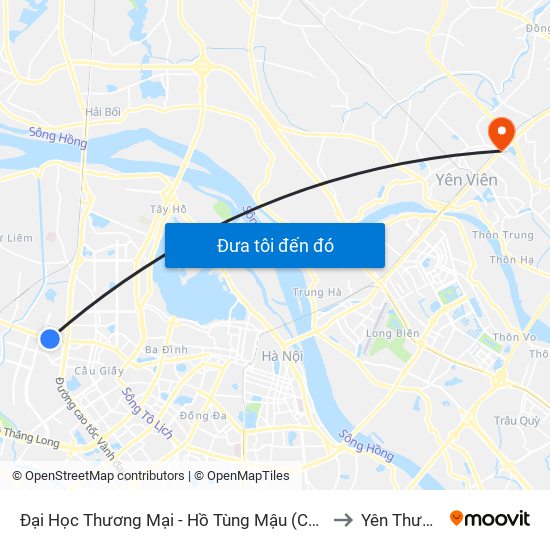 Đại Học Thương Mại - Hồ Tùng Mậu (Cột Sau) to Yên Thường map