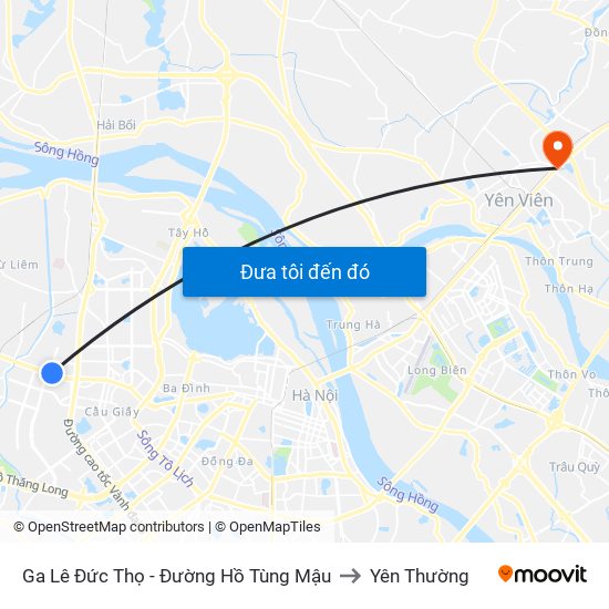 Ga Lê Đức Thọ - Đường Hồ Tùng Mậu to Yên Thường map
