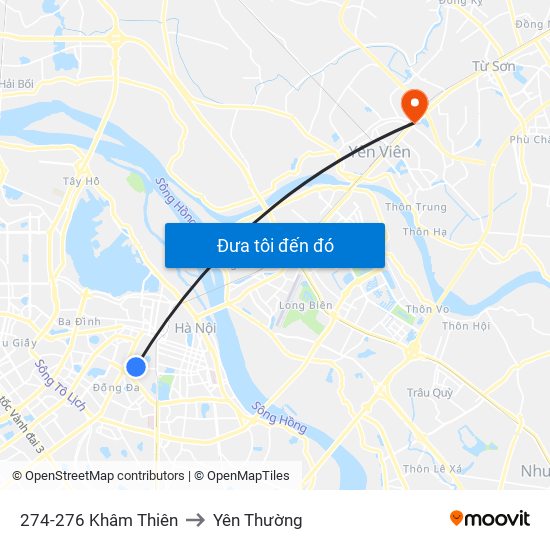 274-276 Khâm Thiên to Yên Thường map