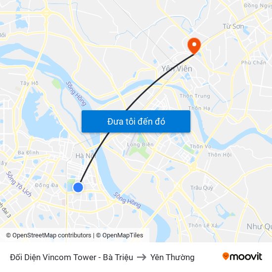 Đối Diện Vincom Tower - Bà Triệu to Yên Thường map