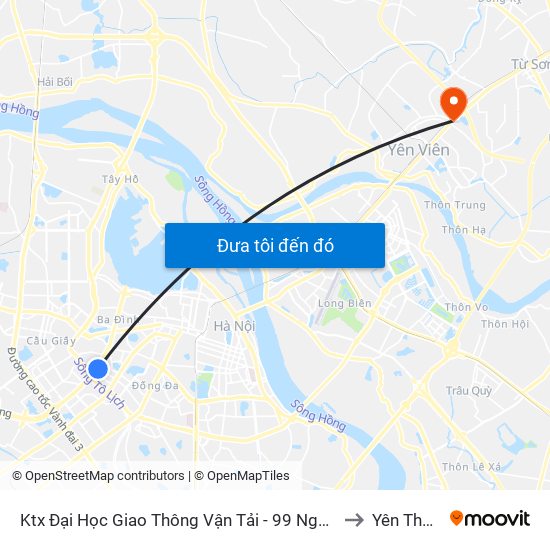 Ktx Đại Học Giao Thông Vận Tải - 99 Nguyễn Chí Thanh to Yên Thường map