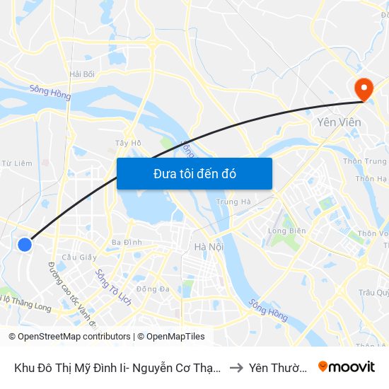 Khu Đô Thị Mỹ Đình Ii- Nguyễn Cơ Thạch to Yên Thường map