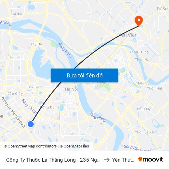 Công Ty Thuốc Lá Thăng Long - 235 Nguyễn Trãi to Yên Thường map