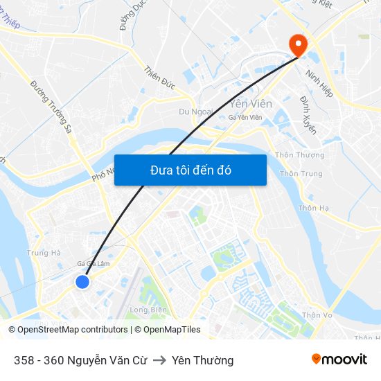 358 - 360 Nguyễn Văn Cừ to Yên Thường map