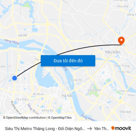 Siêu Thị Metro Thăng Long - Đối Diện Ngõ 599 Phạm Văn Đồng to Yên Thường map