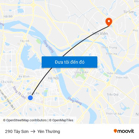 290 Tây Sơn to Yên Thường map