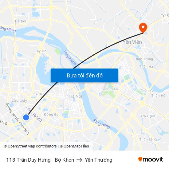 113 Trần Duy Hưng - Bộ Khcn to Yên Thường map
