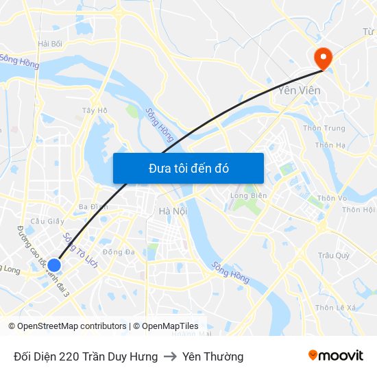 Đối Diện 220 Trần Duy Hưng to Yên Thường map