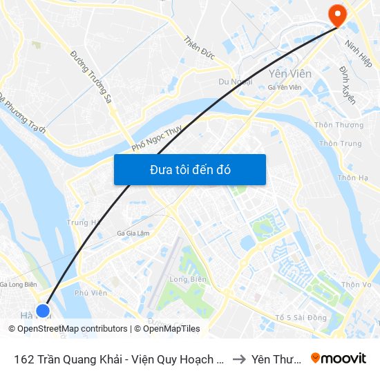 162 Trần Quang Khải - Viện Quy Hoạch Thủy Lợi to Yên Thường map