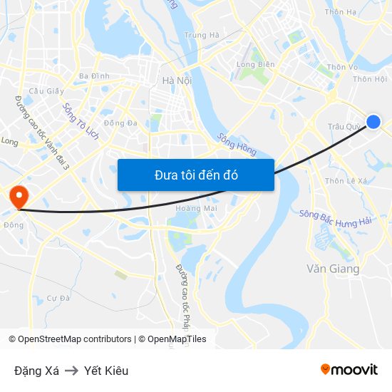 Đặng Xá to Yết Kiêu map