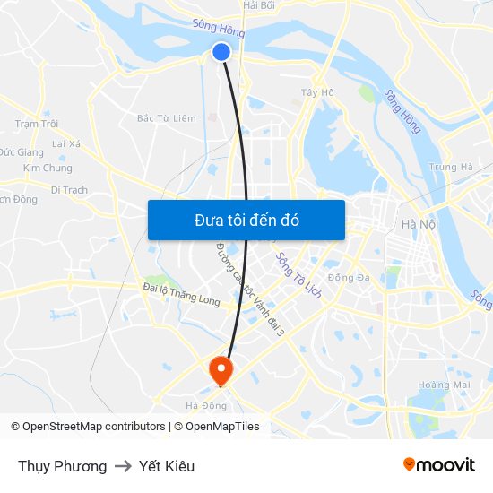 Thụy Phương to Yết Kiêu map